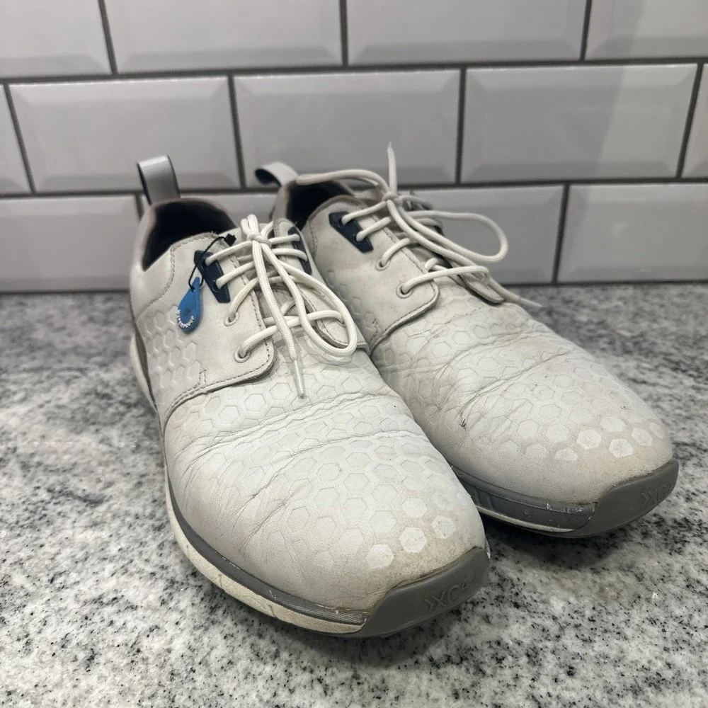 LUXE MEN'S‎ SHOE 9.5 WHITE LEATHER LACE UP GOLF SHOE JOHNSTON & MURPHY XC 4 Dual
